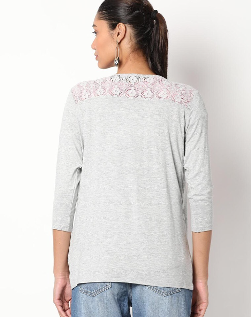 Fig Women's Viscose Solid Gray Shrugs