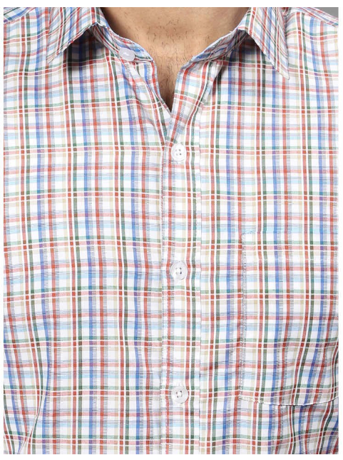 WOODSMAN Full-Sleeve Red & Blue Checks slim fit Shirt