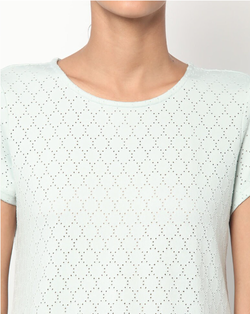 Fig Women's Blend Solid Regular Fit Round Neck T- Shirt