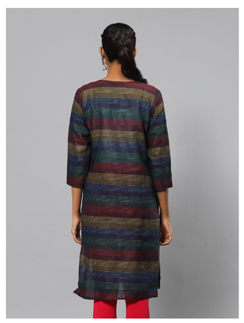 Ishitva Women's Cotton Mix line Printed Straight Kurta