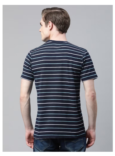 Black with stripes half sleeve men's T-shirt