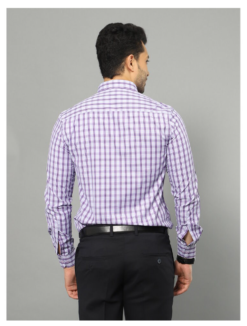 WOODSMAN Full-Sleeve Purple Checks slim fit Shirt
