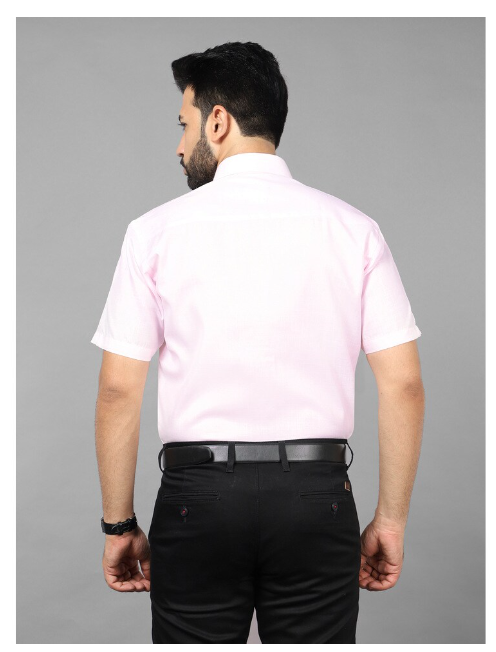 WOODMAN Half Sleeve Pink Plain Slim Fit Shirt