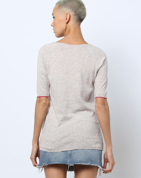 TEAMSPIRIT Women's Cotton Solid Regular Fit Round Neck Lgt Gray T- Shirt