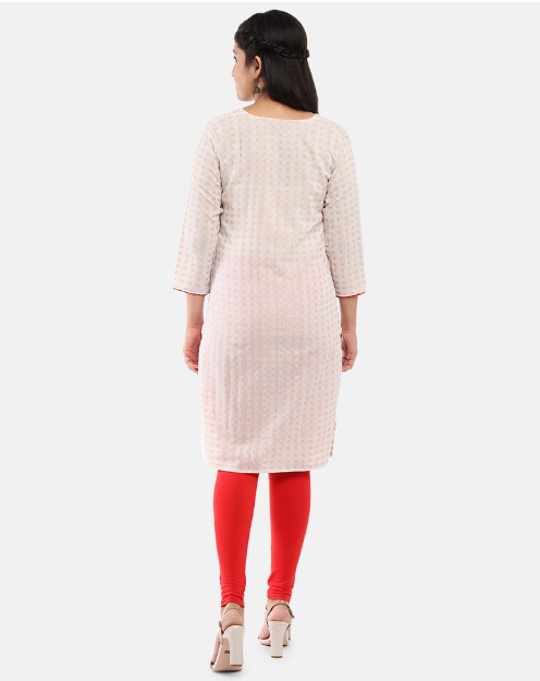 Ishitva Women's PC Printed Straight white Kurta