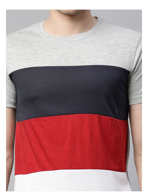 Color block pattern 2 half sleeve men's T-shirt