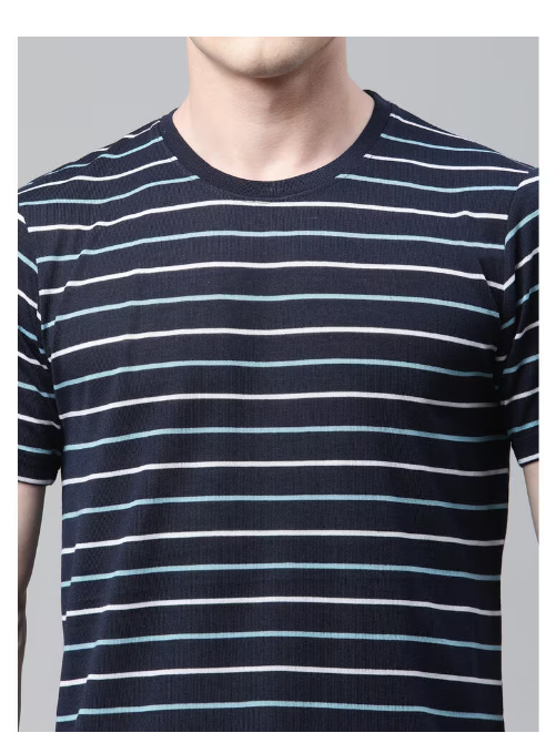 Black with stripes half sleeve men's T-shirt