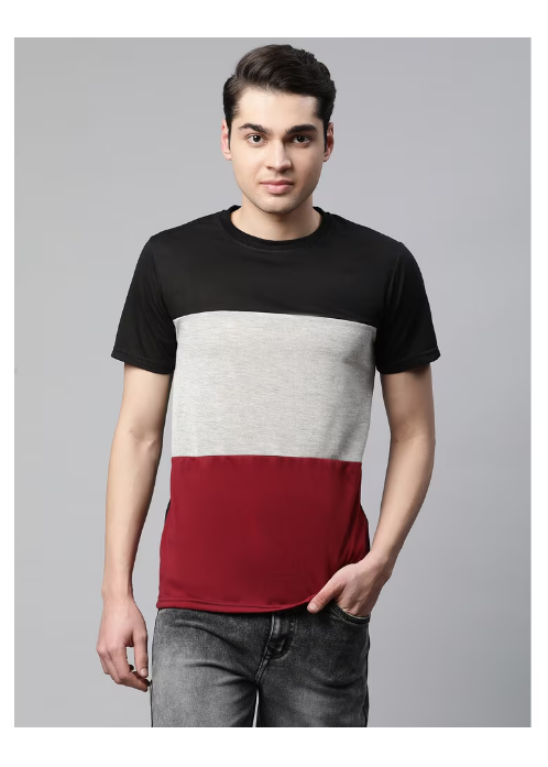 Color block half sleeve men's T-shirt
