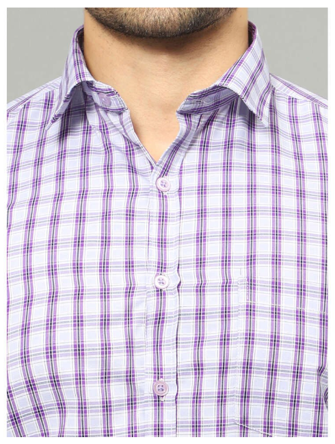 WOODSMAN Full-Sleeve Purple Checks slim fit Shirt