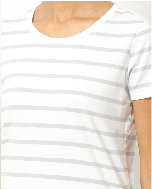 TEAMSPIRIT Women's Cotton Stripes Crew-Neck gray lines T-shirt