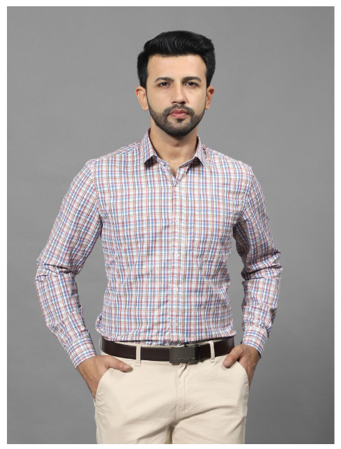 WOODSMAN Full-Sleeve Red & Blue Checks slim fit Shirt