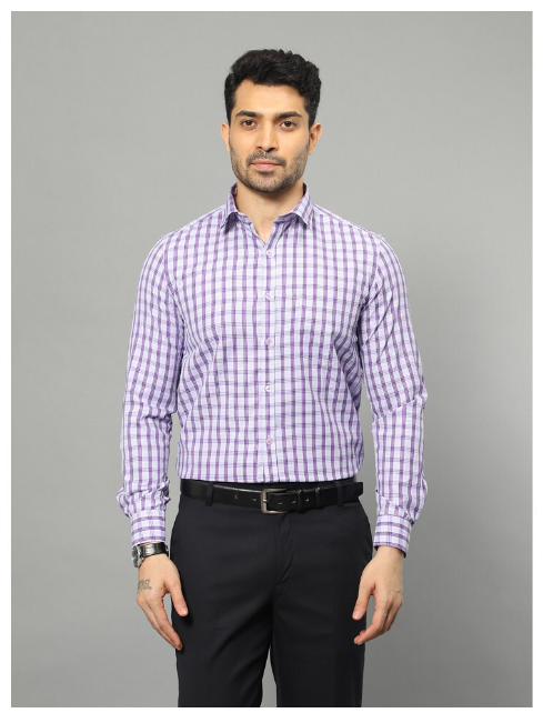 WOODSMAN Full-Sleeve Purple Checks slim fit Shirt