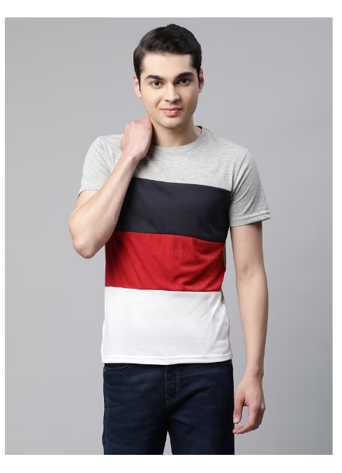 Color block pattern 2 half sleeve men's T-shirt