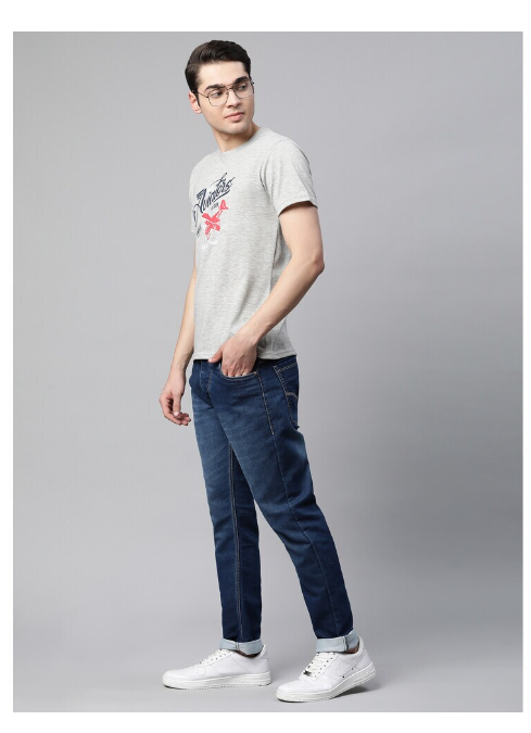 Aviators printed men's half sleeve grey T-shirts