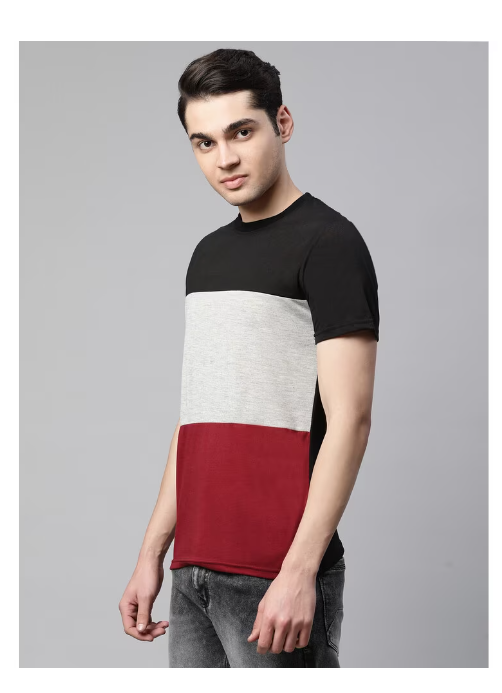 Color block half sleeve men's T-shirt