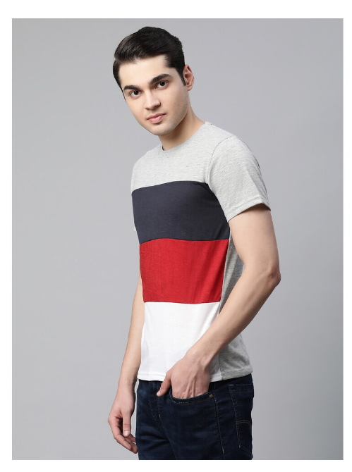 Color block pattern 2 half sleeve men's T-shirt